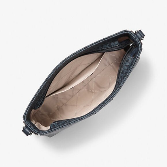 NWT - Michael Kors Outlet Jet Set Travel Large Logo Messenger Bag - Black/Silver - Picture 2 of 10